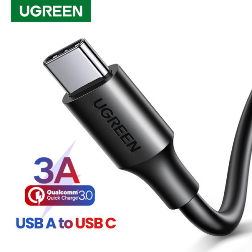 يوجرين سلك شاحن من USB إلى USB-C مضفر بطول 3 م - أسود