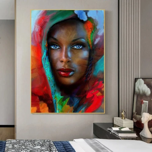 لوحة حائط قماشية لفتاة مع برواز - 120x80 سم