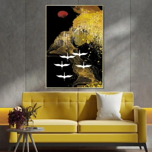 لوحة حائط قماشية لعصافير - 120x80 سم