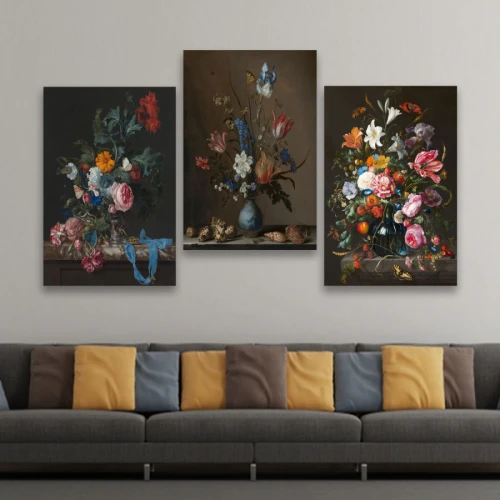 لوحة حائط خشبية الأزهار - 120x60 سم - خشب ام دي اف - PH 99
