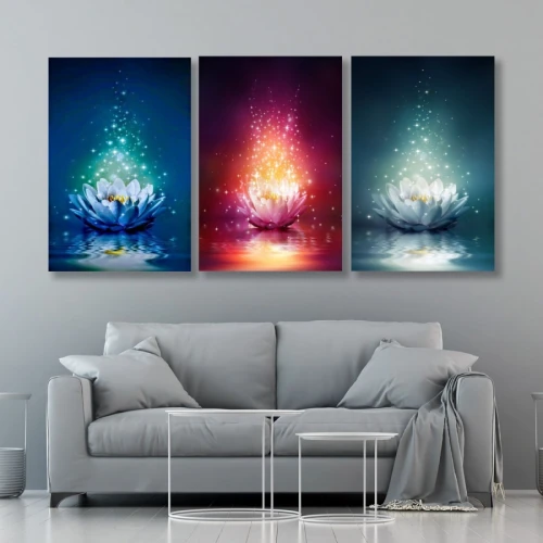 لوحة حائط خشبية زهرة اللوتس - 120x60 سم - خشب ام دي اف - PH 126