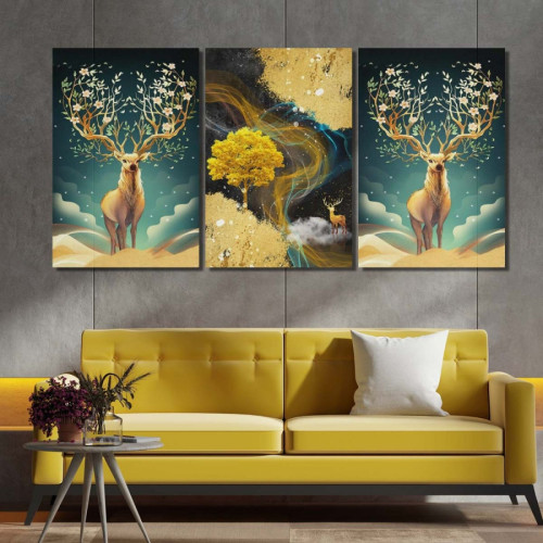 لوحة حائط خشبية الغزال الساحر - 120x60 سم - خشب ام دي اف - PH 163