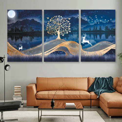 لوحة حائط خشبية غزال الليل - 120x60 سم - خشب ام دي اف - PH 241