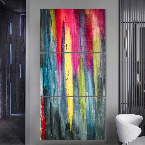لوحة جدارية تجريدية بألوان متعددة - 3 قطع - 120x60 سم