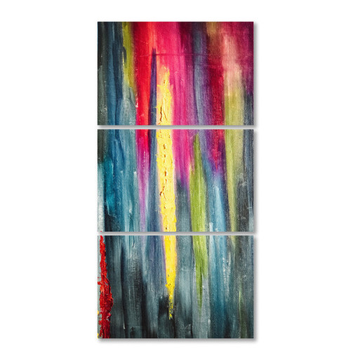 لوحة جدارية تجريدية بألوان متعددة - 3 قطع - 120x60 سم