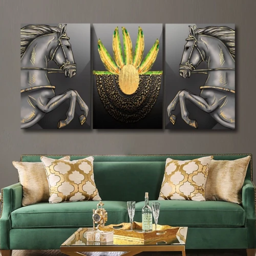 لوحة حائط بتصميم أحصنة - خشب ام دي اف - 120x60 سم - PH 247