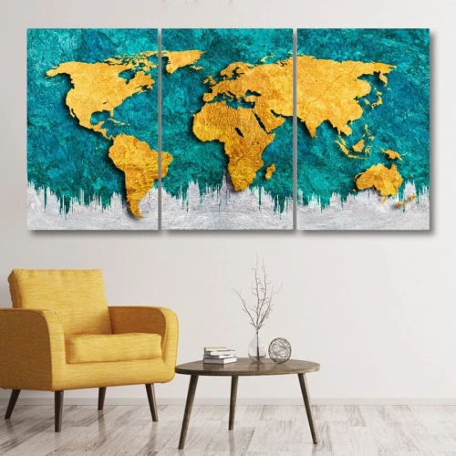 لوحة حائط بتصميم خريطة العالم - خشب ام دي اف - 120x60 سم - PH 252
