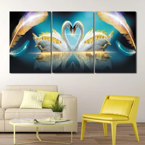 لوحة حائط بتصميم بجعات - خشب ام دي اف - 120x60 سم - PH 264