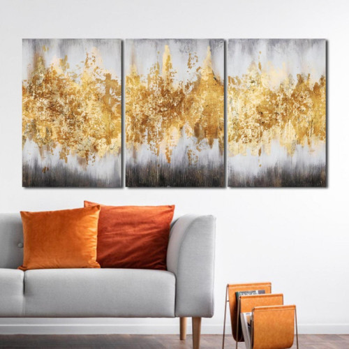 لوحة حائط بتصميم تجريدي غولدن تاتش - خشب ام دي اف - 120x60 سم - PH 270