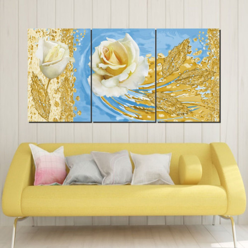 لوحة حائط بتصميم فني ورود صفراء - خشب ام دي اف - 120x60 سم - PH 286