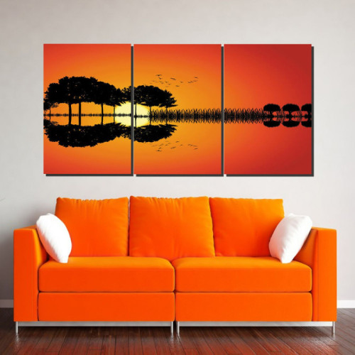 لوحة حائط بتصميم طبيعة وجيتار - خشب ام دي اف - 120x60 سم - PH 290