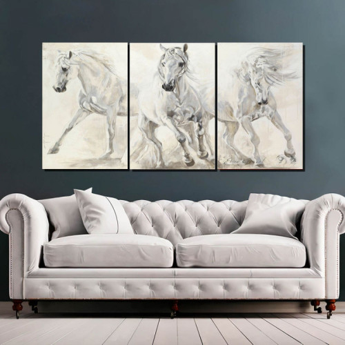لوحة حائط بتصميم الحصان الأبيض - خشب ام دي اف - 120x60 سم - PH 291
