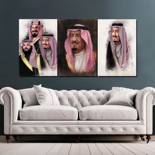 لوحة حائط ملوك السعودية - خشب ام دي اف - 120x60 سم - PH 294