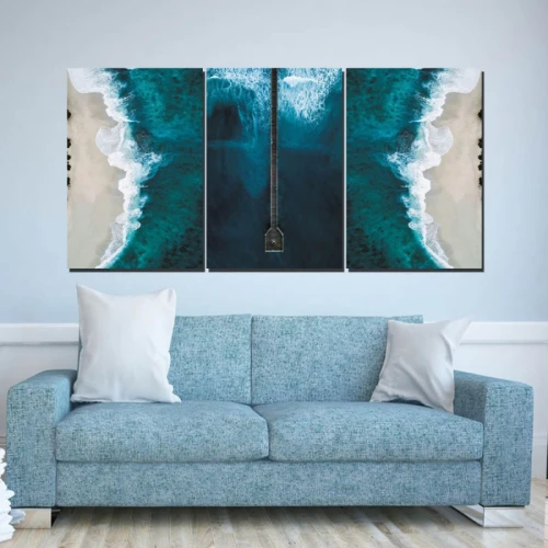 لوحة حائط بتصميم موجات - خشب ام دي اف - 120x60 سم - PH 295