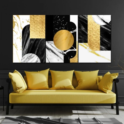 لوحة حائط أشكال تجريدية ثلاث ثطع - خشب ام دي اف - 120x60 سم - PH 304