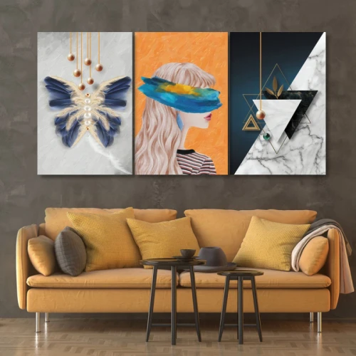 لوحة حائط فن تشكيلي ثلاث ثطع - خشب ام دي اف - 120x60 سم - PH 309