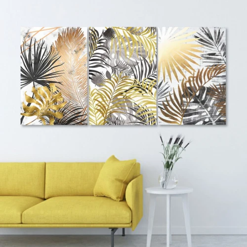 لوحة حائط نباتات ثلاث ثطع - خشب ام دي اف - 120x60 سم - PH 318