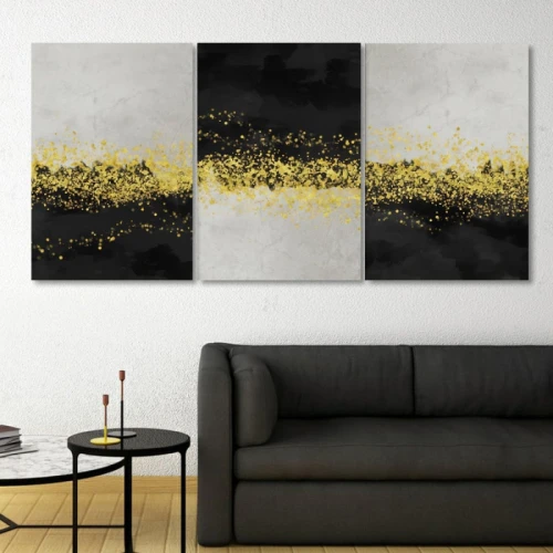 لوحة حائط فن تجريدي ثلاث ثطع - خشب ام دي اف - 120x60 سم - PH 325