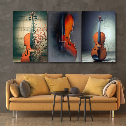 لوحة حائط سحر الكمان ثلاث ثطع - خشب ام دي اف - 120x60 سم - PH 329