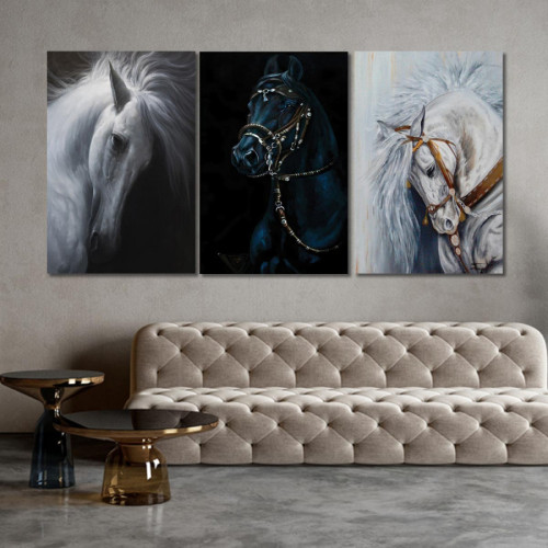 لوحة حائط خيول عربية - خشب ام دي اف - 120x60 سم - PH 15