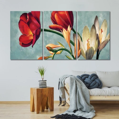 لوحة حائط أزهار - خشب ام دي اف - 120x60 سم - PH 17