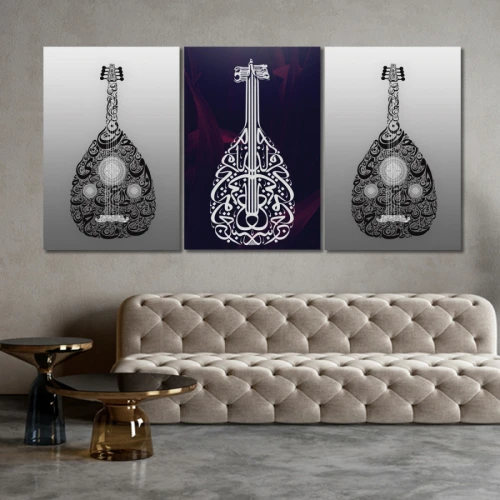 لوحة حائط بخط وكتابة إسلامية بتصميم عود - خشب ام دي اف - 120x60 سم - PH 25