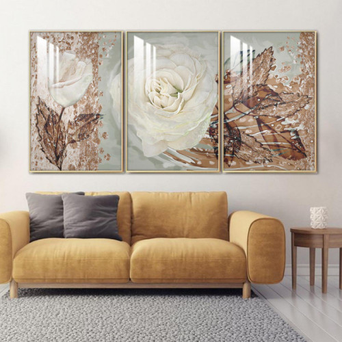 لوحة جدارية على شكل زهرة بيضاء