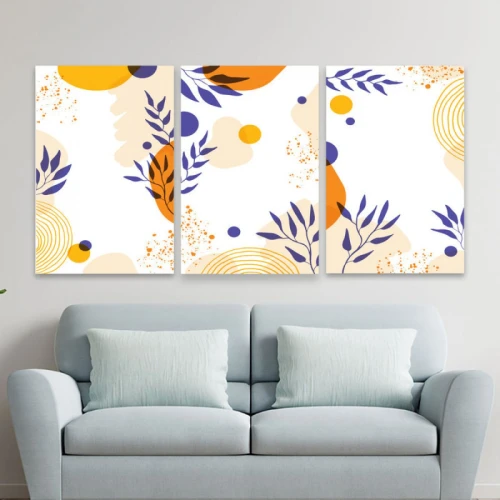 لوحة حائط رسومات فاتحة ثلاث ثطع - خشب ام دي اف - 120x60 سم - lp3-457