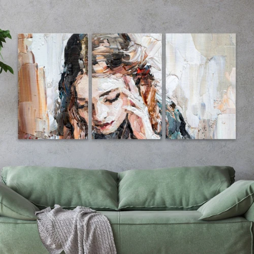 لوحة حائط فن زيتي ثلاث ثطع - خشب ام دي اف - 120x60 سم - lp3-460