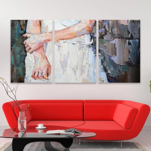 لوحة حائط فن زيتي ثلاث ثطع - خشب ام دي اف - 120x60 سم - lp3-462