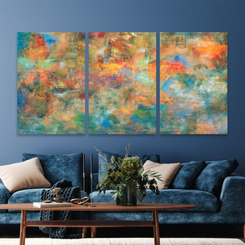 لوحة حائط رسومات مشبعة بالألوان ثلاث ثطع - خشب ام دي اف - 120x60 سم - lp3-463