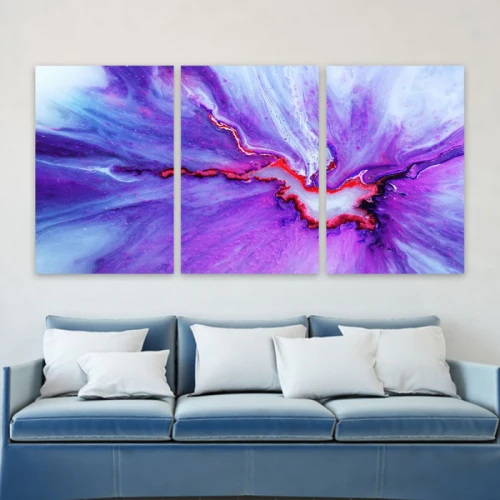 لوحة حائط أمواج الألوان ثلاث ثطع - خشب ام دي اف - 120x60 سم - lp3-469