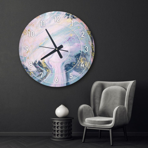 ساعة حائط دائرية بتصميم رخامي - 50x50 سم - متعدد الألوان - hs-cnc-39