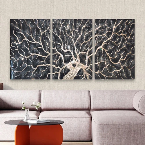 لوحة حائط شجرة الليل ثلاث ثطع - خشب ام دي اف - 120x60 سم - lp3-542