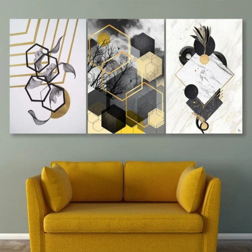 لوحة حائط أشكال هندسية - خشب ام دي اف - 120x60 سم - PH 54