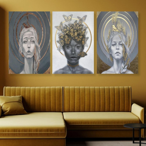 لوحة حائط ثلاث نساء - خشب ام دي اف - 120x60 سم - PH 68