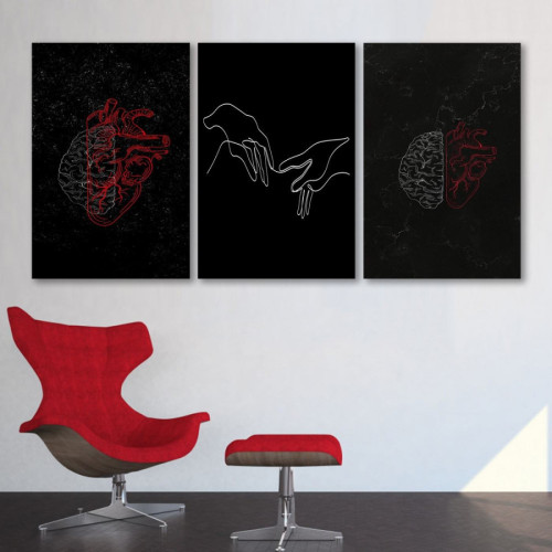 لوحة حائط القلب والعقل - خشب ام دي اف - 120x60 سم - PH 76