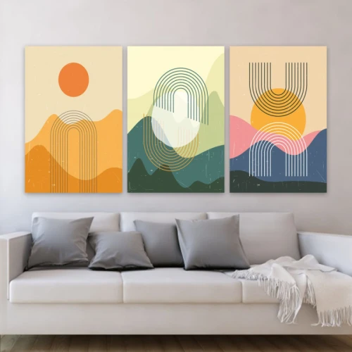 لوحة حائط الفن الحديث ثلاث ثطع - خشب ام دي اف - 120x60 سم - lp3-502