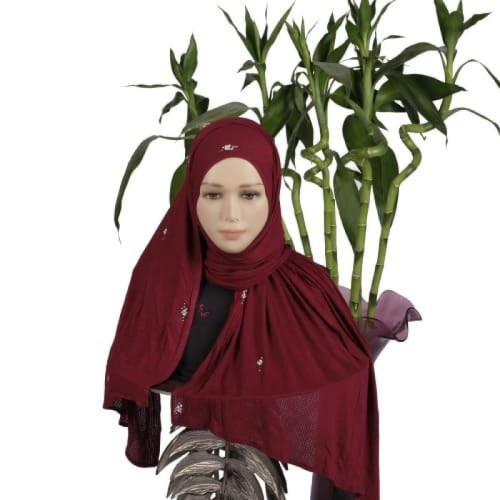 شال صيني - بستراس - أحمر