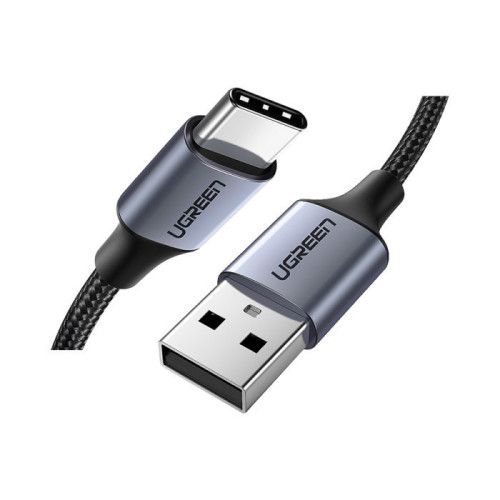 يوجرين سلك شاحن من USB إلى USB-C مضفر بطول 2 م - أسود