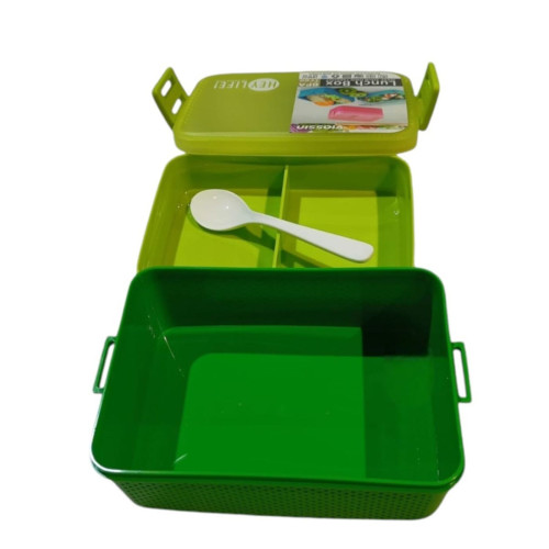 فياسين صندوق لانش بوكس دورين من البلاستيك المعالج - أخضر - HH607-Green