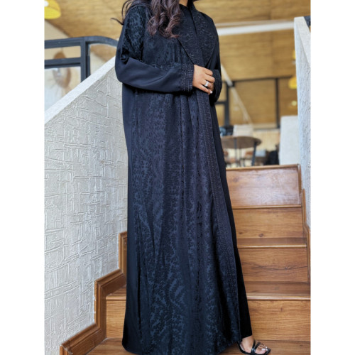عباية عملية مطرزة للنساء - أسود - A158