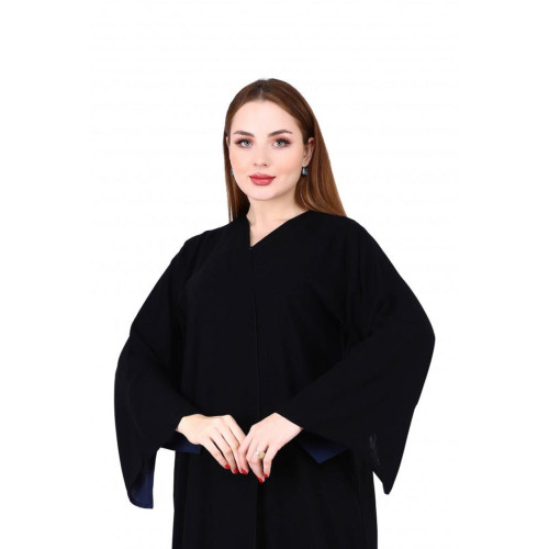 عباية كم مربع مبطنة باللون الكحلي للنساء - كحلي