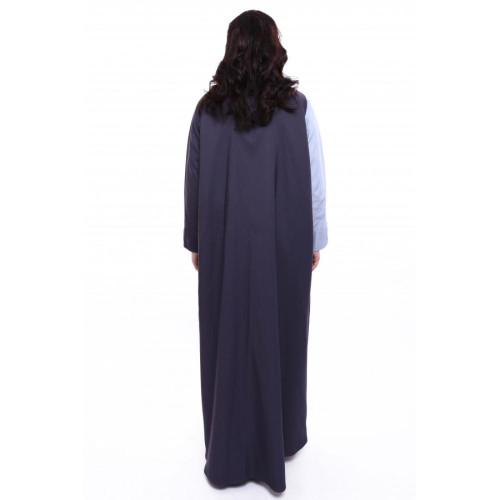 عباية ملونة من الامام مع موديل أزرار ناعمة للنساء - كحلي