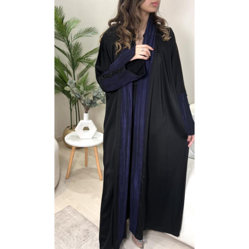 عباية لف بقماش انترنت مع جاكار - أسود وكحلي