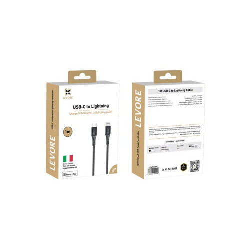 ليفوري كابل شحن Lightning إلى USB-C - نايلون - 1 متر - أسود