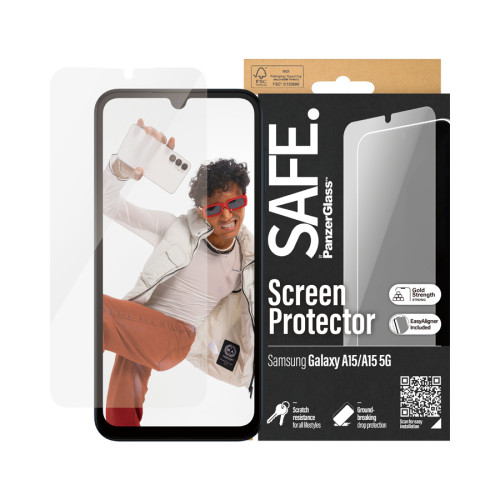 بانزر جلاس SAFE شاشة حماية لهاتف سامسونج جالاكسي A15 | A15 5G - مقاس واسع - شفاف