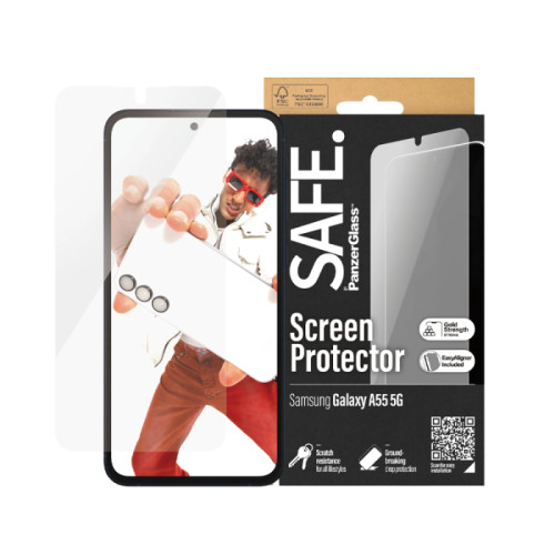 بانزر جلاس SAFE شاشة حماية لهاتف سامسونج جالاكسي A55 5G - مقاس واسع - شفاف