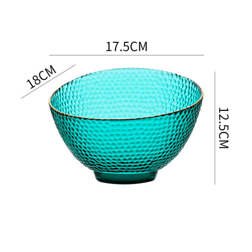 وعاء دائري أنيق ذو حافة ذهبية زجاجي - 18x12.3 سم