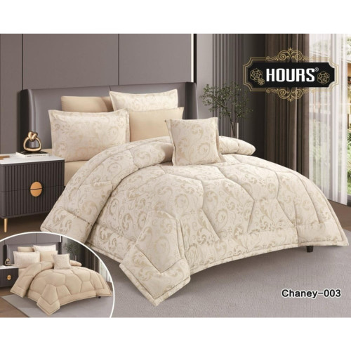 مفرش فخم من الجاكار مبطن بالقطن - مزدوج - 5 قطع